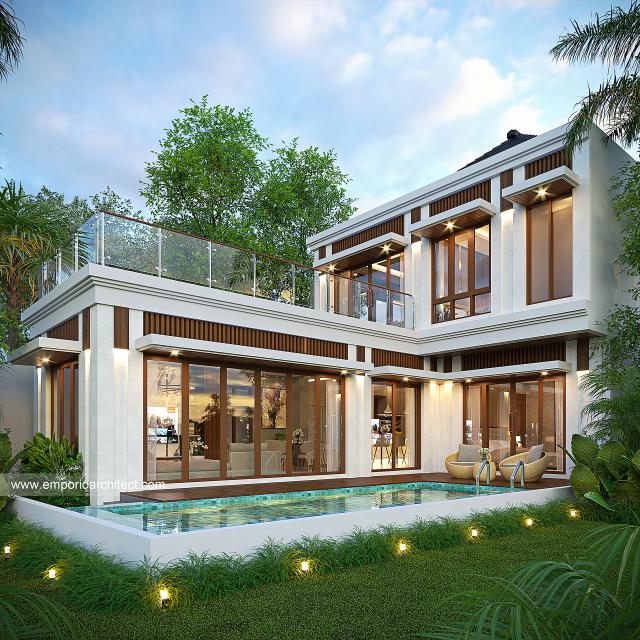 Desain Tampak Belakang Rumah Villa Bali Modern 2 Lantai Bapak KTS di Sanur, Bali