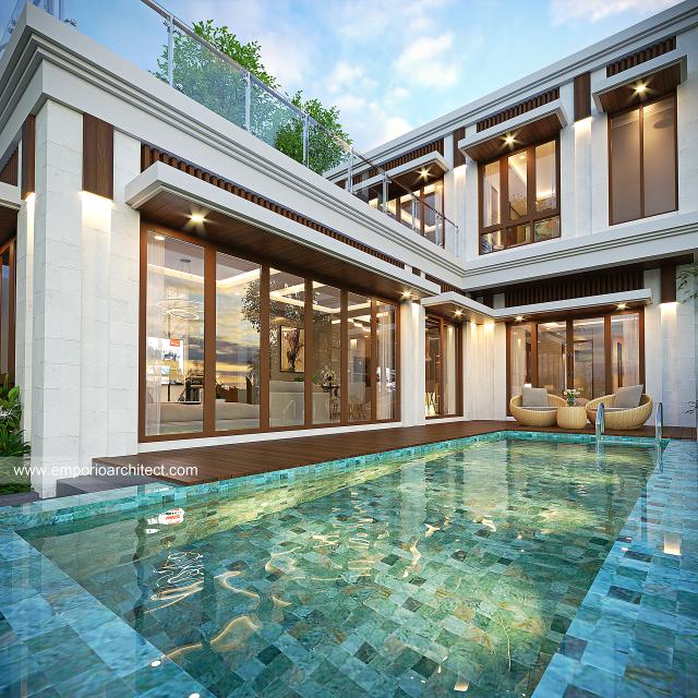 Desain Tampak Detail Belakang Rumah Villa Bali Modern 2 Lantai Bapak KTS di Sanur, Bali