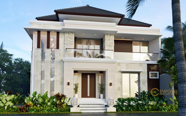 Desain Tampak Depan 2 Rumah Villa Bali Modern 2 Lantai Ibu Emi II di Medan, Sumatera Utara