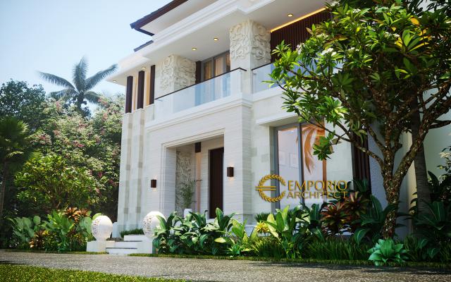 Desain Exterior Rumah Villa Bali Modern 2 Lantai Ibu Emi II di Medan, Sumatera Utara