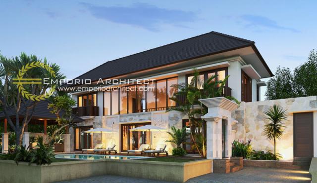 Desain Exterior 1 Rumah Villa Bali 2 Lantai Ibu Yoni di Tabanan, Bali