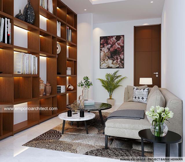 Desain Ruang Keluarga Townhouse Modern 3 Lantai Bapak HRN (Tipe 8x20) di Bintaro, Jakarta Selatan