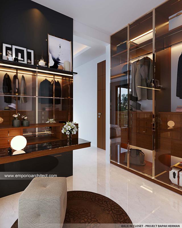 Desain Walk In Closet Townhouse Modern 3 Lantai Bapak HRN (Tipe 8x20) di Bintaro, Jakarta Selatan