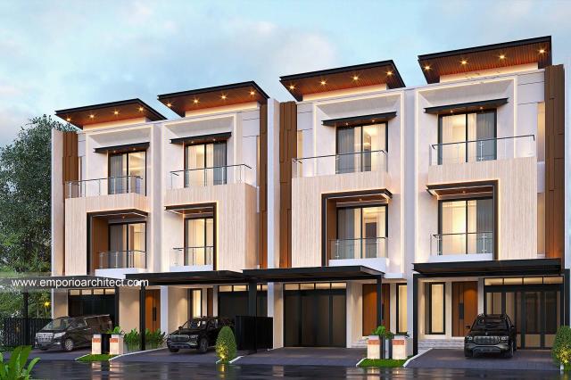 Desain Tampak Depan Master 2 Townhouse Modern 3 Lantai Bapak HRN (Tipe 7x25) di Bintaro, Jakarta Selatan