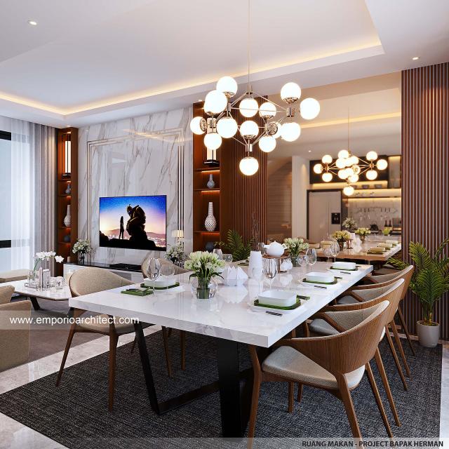 Desain Ruang Makan Townhouse Modern 3 Lantai Bapak HRN (Tipe 7x25) di Bintaro, Jakarta Selatan