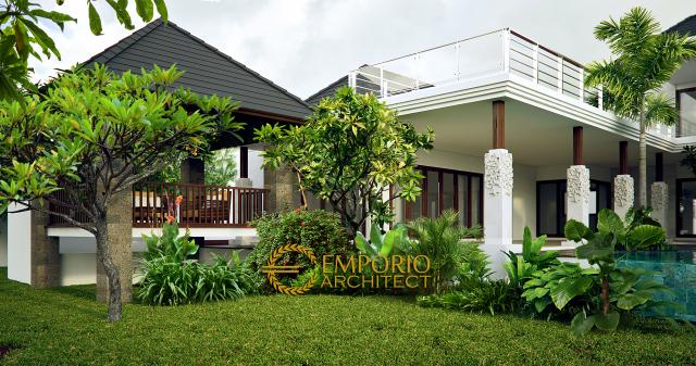 Desain Tampak Belakang 2 Villa Style Villa Bali 2 Lantai Bapak Johan di Jakarta