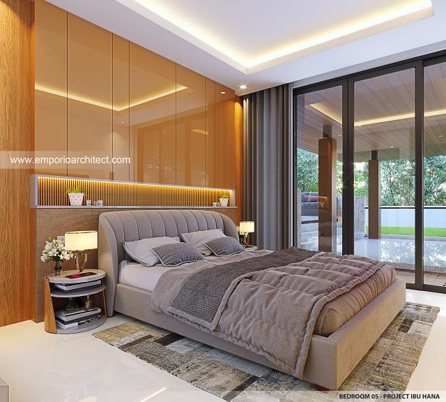 Desain Kamar Tidur 5 Villa dan Rumah Modern 2.5 Lantai Ibu KWS di Sukabumi, Jawa Barat