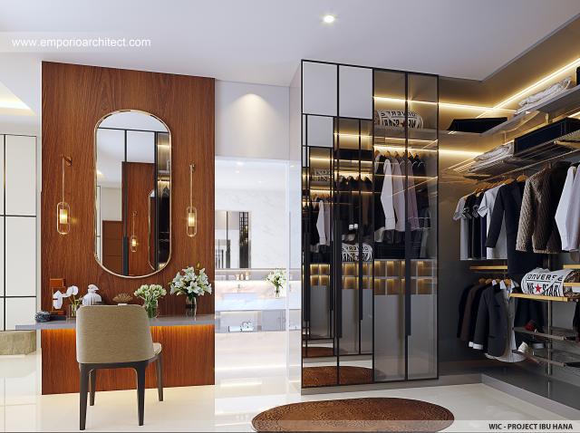 Desain Walk In Closet Villa dan Rumah Modern 2.5 Lantai Ibu KWS di Sukabumi, Jawa Barat