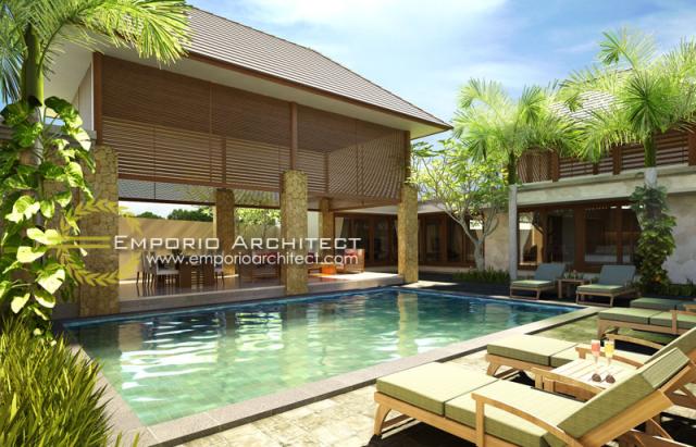 Desain Exterior 2 Villa Style Villa Bali 2 Lantai Ibu Hetty di Jawa Tengah