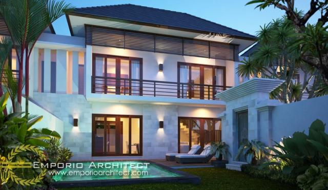 Desain Exterior Villa Style Villa Bali 2 Lantai Ibu Agustina di Gianyar, Bali