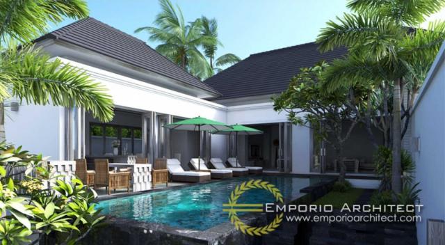 Desain Exterior Villa Style Villa Bali 1 Lantai Ibu Nadia di Tangerang