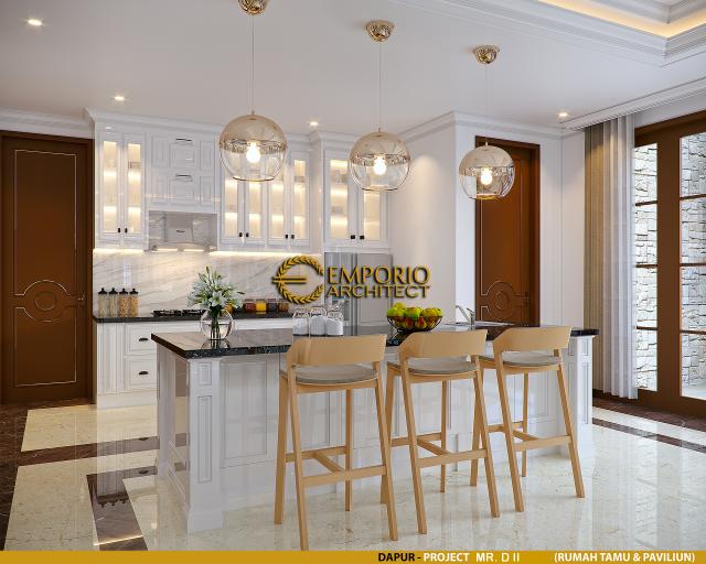 Desain Dapur Rumah Tamu dan Paviliun Klasik 2 Lantai Mr. D II di Pekanbaru, Riau