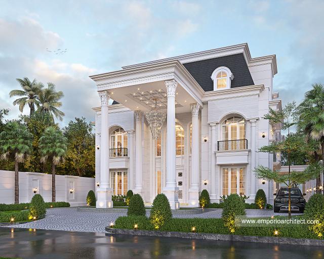 Desain Villa Klasik 4 Lantai Bapak Azwardy di Belitung, Kepulauan Bangka Belitung - Tampak Depan