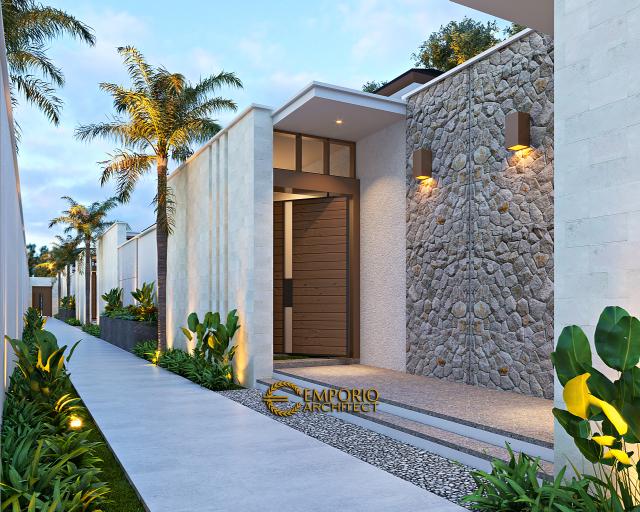 Desain Tampak Detail Samping Villa Modern 1 Lantai Bapak Didik di Lampung