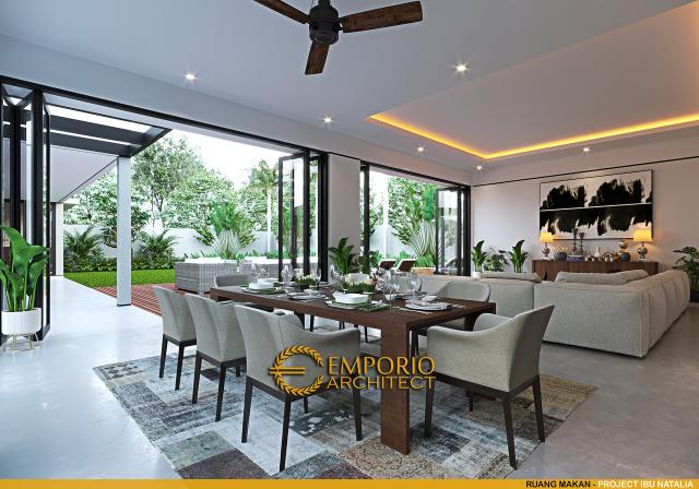 Desain Ruang Makan Villa Modern 1 Lantai Ibu Natalia di Bali