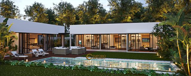 Desain Tampak Samping Villa Modern 1 Lantai Ibu Natalia di Bali