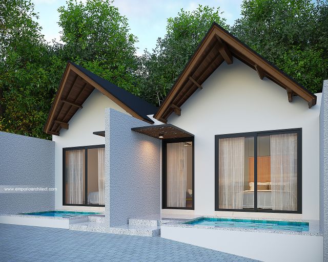 Desain Tampak Depan Villa Kav. 11, 15, 17 Modern 1 Lantai Bapak ATN di Canggu, Badung, Bali