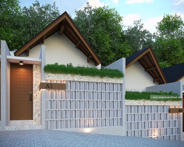 Desain Tampak Depan Dengan Pagar Villa Kav. 11, 15, 17 Modern 1 Lantai Bapak ATN di Canggu, Badung, Bali