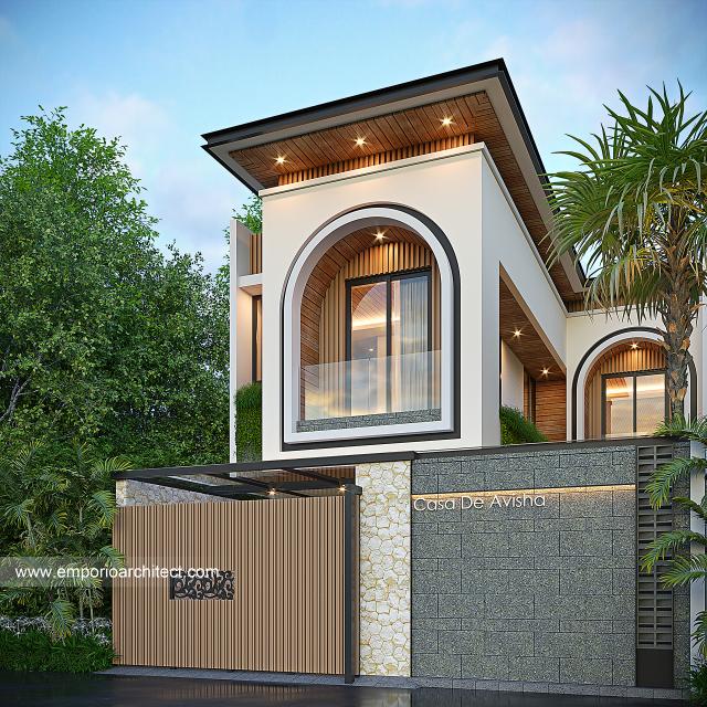 Desain Tampak Depan Dengan Pagar Casa De Avisha Villa Modern 2 Lantai Ibu IRW di Bali