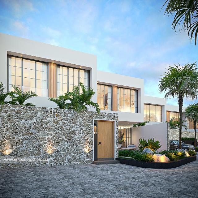 Desain Tampak Depan 2 Mango Villa Modern 2 Lantai Ibu MD Type A di Badung, Bali