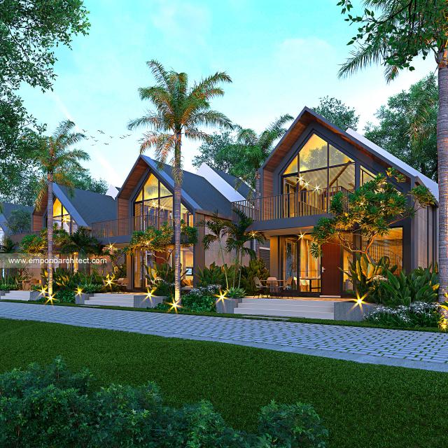 Desain Villa Modern 2 Lantai Bapak EV di Bogor - Tampak Depan Cluster