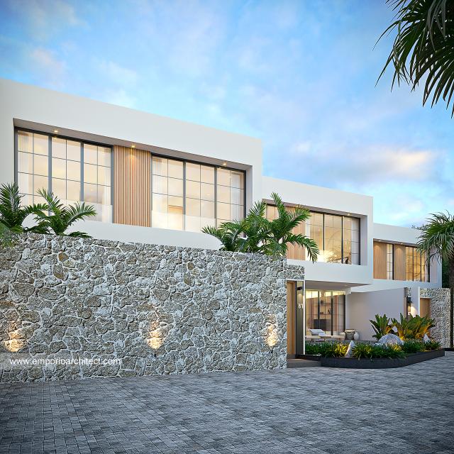 Desain Tampak Depan 2 Mango Villa Modern 2 Lantai Ibu MD Type B di Badung, Bali