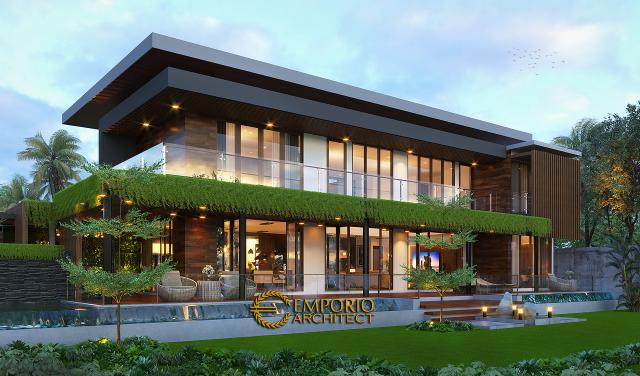 Desain Tampak Belakang 1 Villa Modern Industrial 2 Lantai Ibu Ista di Bogor