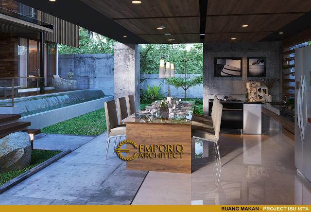 Desain Ruang Makan Villa Modern Industrial 2 Lantai Ibu Ista di Bogor