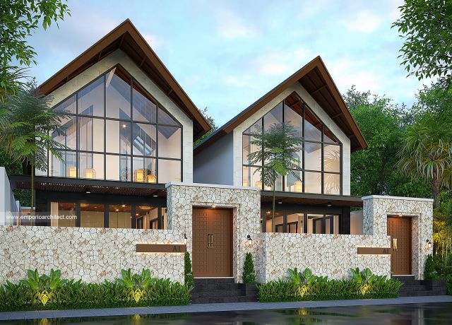 Desain Tampak Depan Dengan Pagar Serenity Vista Villa Kav. 5 Modern 2 Lantai Bapak ATN di Bali