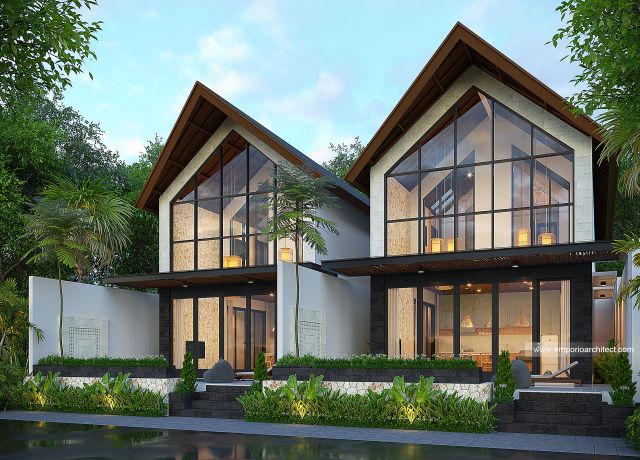 Desain Tampak Depan 2 Serenity Vista Villa Kav. 5 Modern 2 Lantai Bapak ATN di Bali