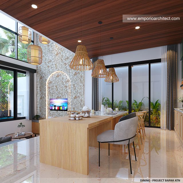 Desain Ruang Makan Serenity Vista Villa Kav. 5 Modern 2 Lantai Bapak ATN di Bali