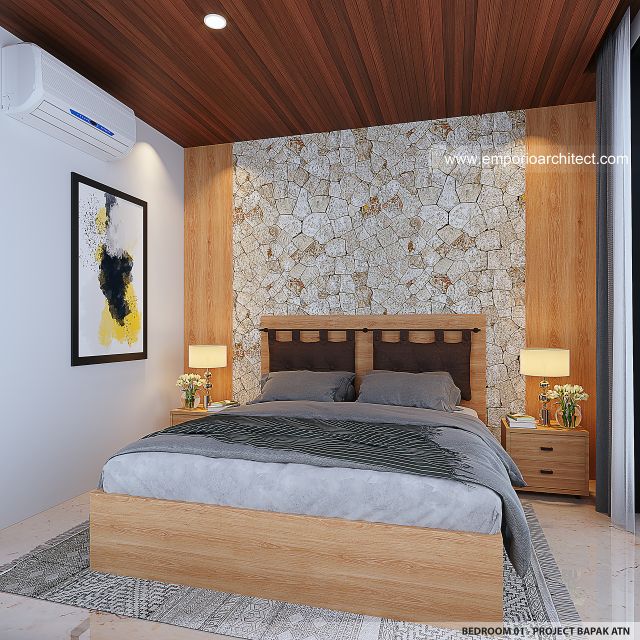 Desain Kamar Tidur 1 Serenity Vista Villa Kav. 5 Modern 2 Lantai Bapak ATN di Bali