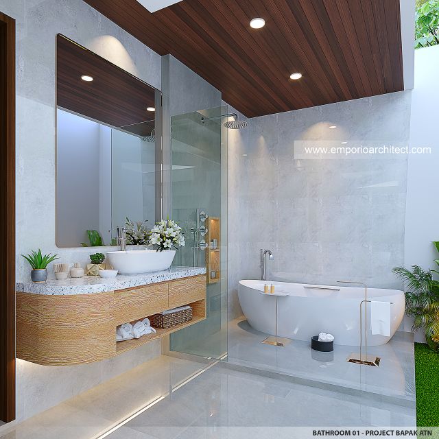 Desain Kamar Mandi 1 Serenity Vista Villa Kav. 5 Modern 2 Lantai Bapak ATN di Bali