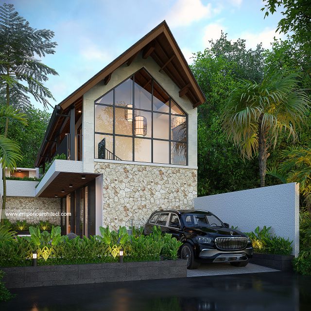 Desain Tampak Depan Villa Kav. 6 Modern 2 Lantai Bapak ATN di Canggu, Badung, Bali