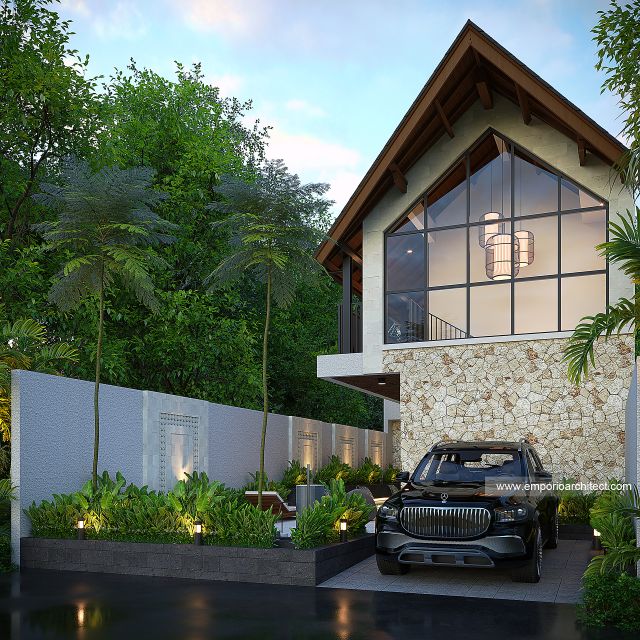 Desain Tampak Depan 2 Villa Kav. 6 Modern 2 Lantai Bapak ATN di Canggu, Badung, Bali