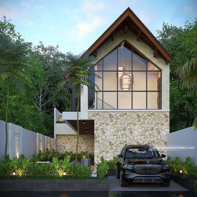 Desain Tampak Depan 3 Villa Kav. 6 Modern 2 Lantai Bapak ATN di Canggu, Badung, Bali