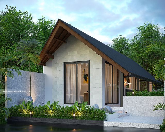 Desain Tampak Belakang Villa Kav. 6 Modern 2 Lantai Bapak ATN di Canggu, Badung, Bali