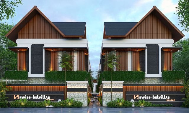 Desain Tampak Depan Swiss Bell Villa (Type 1) Modern 2 Lantai Bapak IVK di Kendari