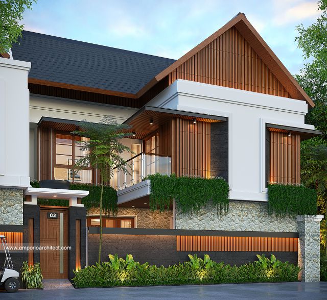 Desain Tampak Depan Dengan Pagar Swiss Bell Villa (Type 1) Modern 2 Lantai Bapak IVK di Kendari