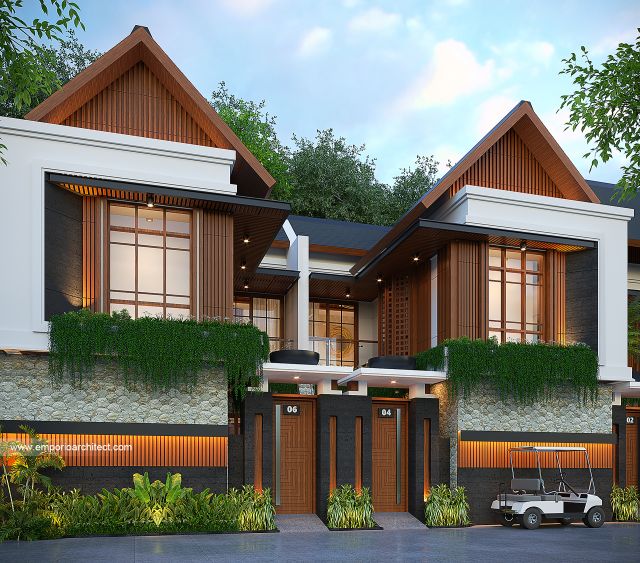 Desain Tampak Depan Dengan Pagar Swiss Bell Villa (Type 2) Modern 2 Lantai Bapak IVK di Kendari