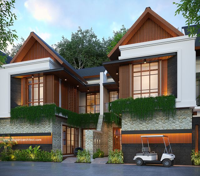 Desain Tampak Depan 2 Swiss Bell Villa (Type 2) Modern 2 Lantai Bapak IVK di Kendari