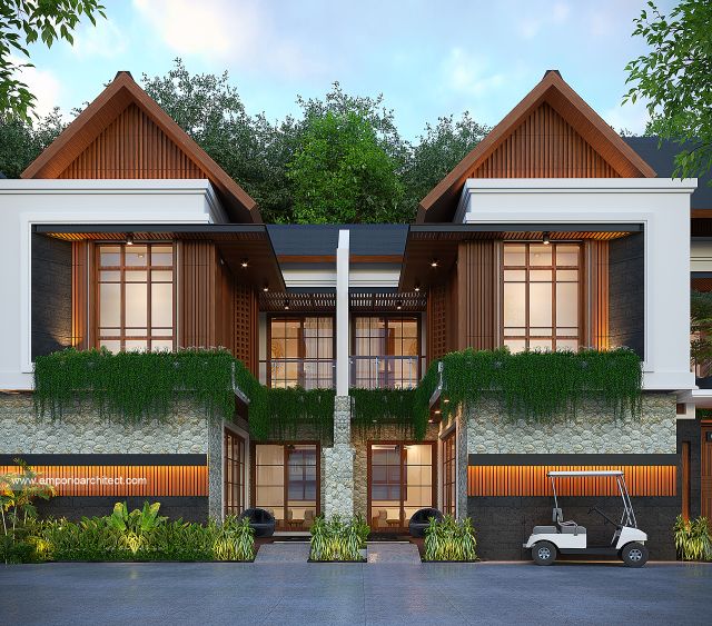 Desain Tampak Depan 3 Swiss Bell Villa (Type 2) Modern 2 Lantai Bapak IVK di Kendari