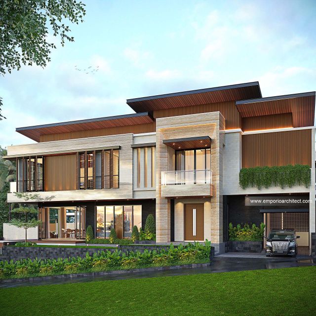 Desain Tampak Depan 2 Villa Depan Modern 2 Lantai Bapak RD di Bali