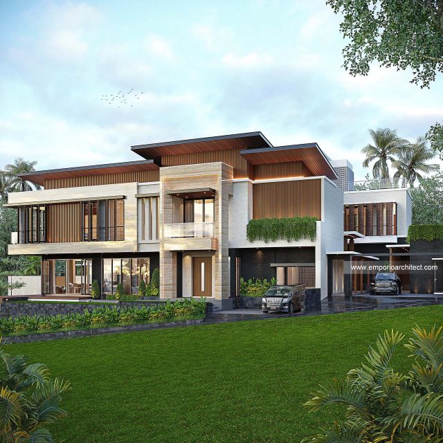 Desain Tampak Depan 4 Villa Depan Modern 2 Lantai Bapak RD di Bali