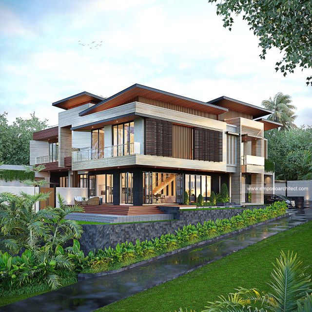 Gambar 1 Desain Villa Depan Modern 2 Lantai Bapak RD 1762 di  Bali