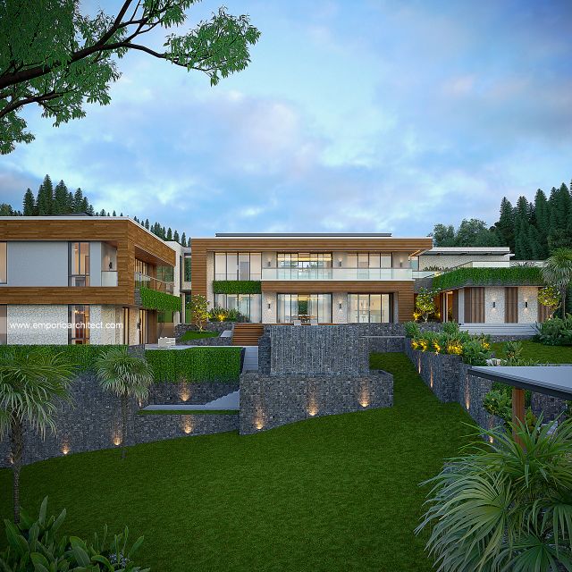 Desain Tampak Depan 3 Villa Modern 2 Lantai Bapak SST di Bogor