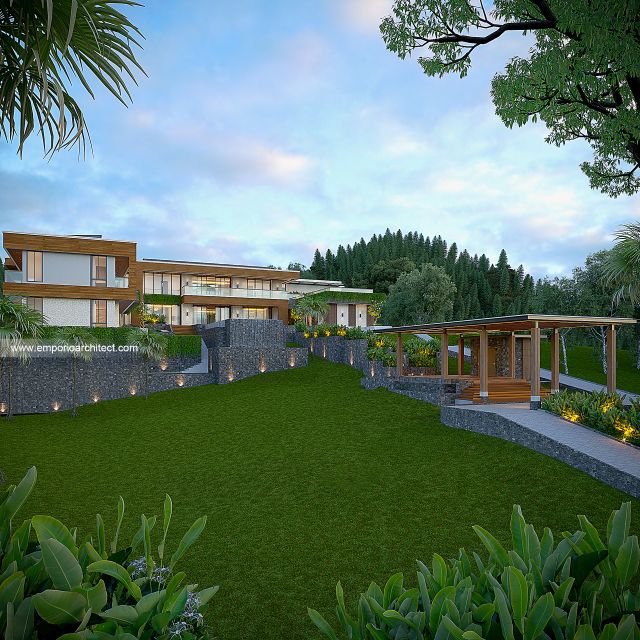 #villafacade - Mr. SST 1855 Modern Villa 2 Floors Design - Bogor - Code 40312