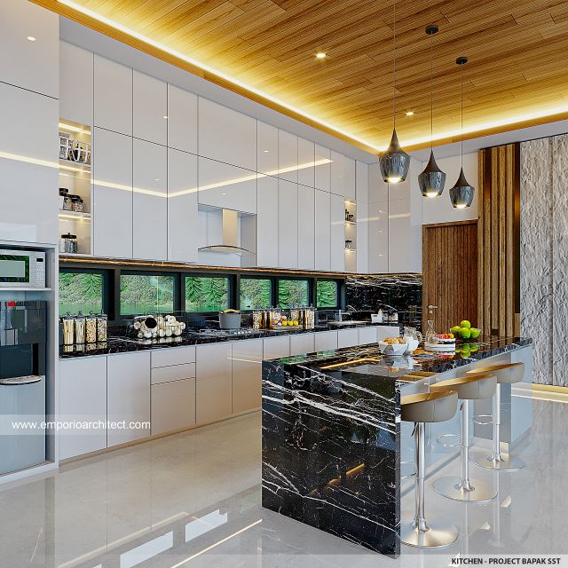 Desain Dapur Villa Modern 2 Lantai Bapak SST di Bogor