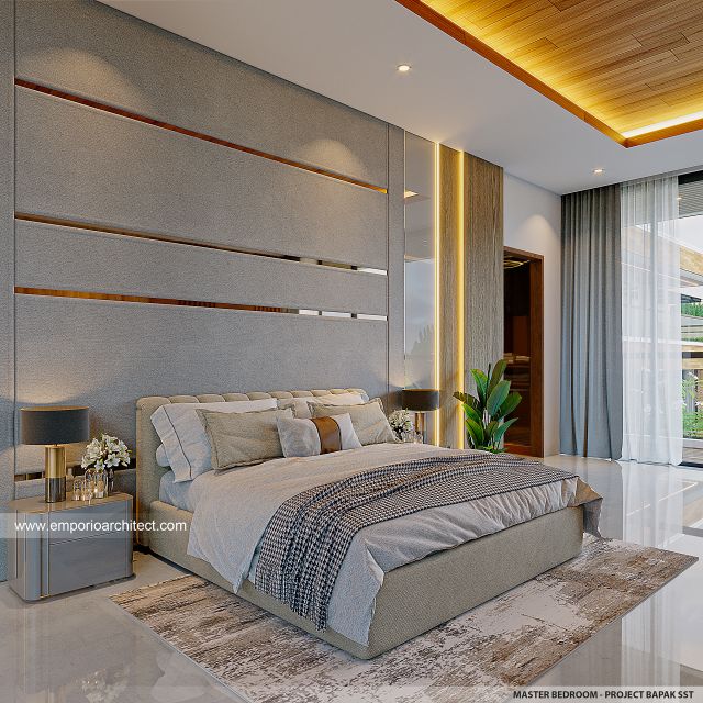 Desain Kamar Tidur Utama Villa Modern 2 Lantai Bapak SST di Bogor