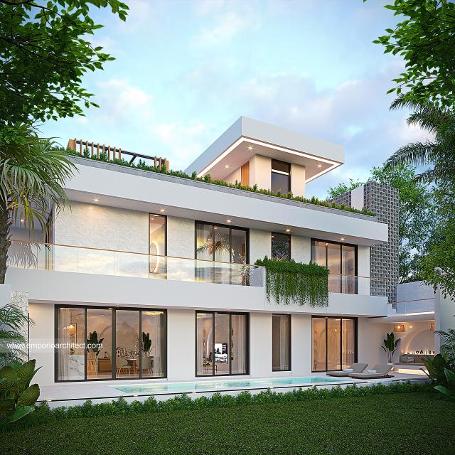 Gambar 1 Desain Villa Arcaya Modern 3 Lantai Bapak TJR 1567 di  Bali